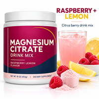 Mélange de boisson au citrate de magnésium marque privée saveur framboise-citron 16 oz 453g en poudre pour adultes OEM ODM Vente en gros Supplément en vrac