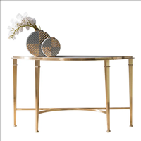 Table console moderne en marbre en forme d'arc avec structure en métal doré pour salon - Prix de gros