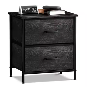 Commode à cadre en métal à 2 tiroirs OEM & ODM avec dessus en bois Table de chevet Tables d'extrémité pour chambre à coucher directe d'usine - Product Image 3