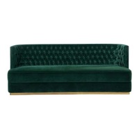 Banquette de restaurant moderne capitonnée en velours vert avec structure en bois pour hôtel et lounge