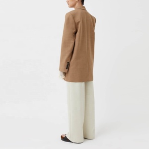 <span class=keywords><strong>Blazer</strong></span> Largo de Lana para <span class=keywords><strong>Mujer</strong></span>, Estilo Oversize, Color <span class=keywords><strong>Camel</strong></span> Marl, <span class=keywords><strong>Blazer</strong></span> Cruzado de Doble Botonadura - Product Image 2