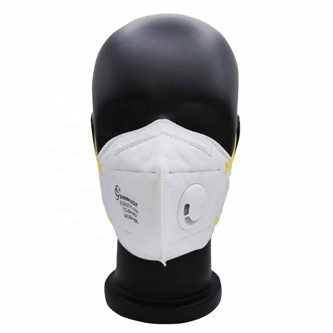 Masker Wajah N95 debu Cina, masker wajah dengan katup dapat dilipat disetujui Niosh