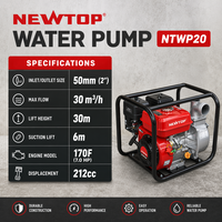 Pompe à eau auto-amorçante 2 pouces NTWP20, modèle 7.0HP essence, portance 30m, machine de pompage d'eau à haut débit pour ferme, maison et urgences
