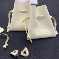 De luxe Beige Sacs à Bijoux En Daim Cordon Sac de Velours Microfibre Bijoux Emballage Cadeau de Poche