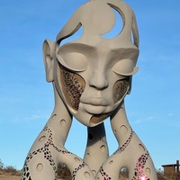 Escultura de Retrato Artístico Personalizable de Fibra de Vidrio, Minimalista, de Fácil Mantenimiento, para Decoración de Jardín Exterior