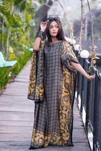 Abito Africano alla Moda con Stampa e Sciarpa, Vestito Lungo Taglie Forti, Abiti Africani in Offerta - Product Image 2