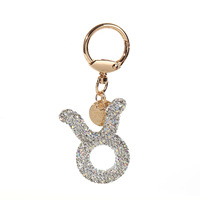 Porte-clés Lumineux en Alliage de Zinc avec Design Tressé Feng Shui, Strass en Cristal, Forme 3D Chat du Zodiaque 12 Signes, Diamant Scintillant