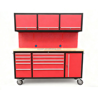 Chariot d'atelier robuste de 72 pouces, rouge, avec revêtement poudré, 10 tiroirs, poignées en acier inoxydable, glissières à billes, OEM