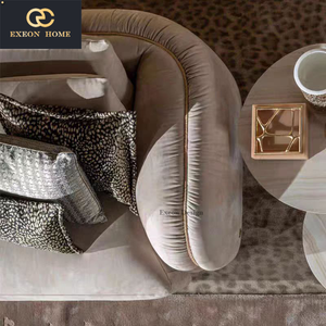 New Italian Luxury Beige <strong>Sanded</strong> Leather <strong>Sofa</strong> a Comfortable Three-Person <strong>Sofa</strong> Designed for High-end Villas - Product Image 4