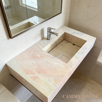 Lavabo rectangulaire en marbre Rosa Portugallo naturel Cammy Stone, finition polie, pour salle de bain, meuble-lavabo, hôpital, salle à manger