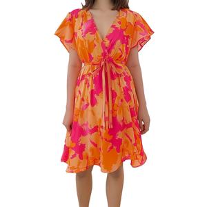 Robes longues décontractées pour femmes, personnalisées, de haute qualité, avec imprimé floral, col varié, manches longues et courtes, taille ajustée, vente en gros - Product Image 3