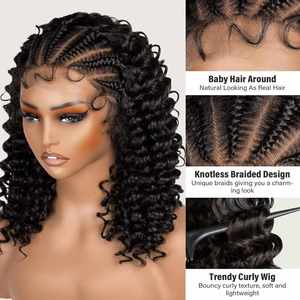 Perruque synthétique tressée au crochet style bohème 13x4 13x6 avec dentelle frontale HD transparente, style brésilien, pour femmes noires - Product Image 3