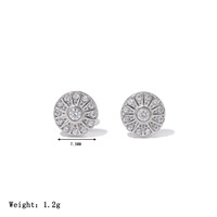 Anting-anting stud mode MYNECK Cute Jewelry berlapis emas 18k PVD, baja tahan karat anti-korosi, desain bunga kelopak lingkaran abadi dengan zircon.
