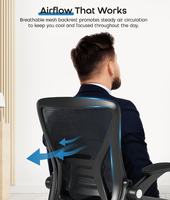 Chaise de bureau ergonomique, chaise de bureau à hauteur réglable avec 90 degrés d'inclinaison °   Accoudoir rabattable, support lombaire et coussin de siège rembourré