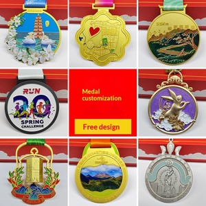 Medallas Metálicas Personalizadas para Eventos Corporativos, Escolares y <span class=keywords><strong>de</strong></span> Maratón, <span class=keywords><strong>Premios</strong></span> <span class=keywords><strong>de</strong></span> Honor en Oro, Plata y Bronce, Diseño Creativo y Gratuito - Product Image 2