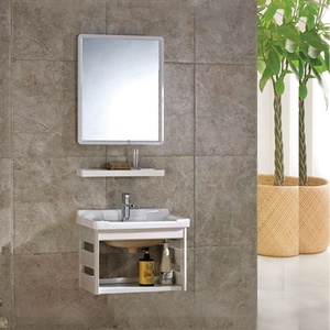 <span class=keywords><strong>Mobile</strong></span> Bagno Sottile in Alluminio Anticato di Piccole Dimensioni con <span class=keywords><strong>Lavabo</strong></span> Singolo Lucido e Specchio - Product Image 2