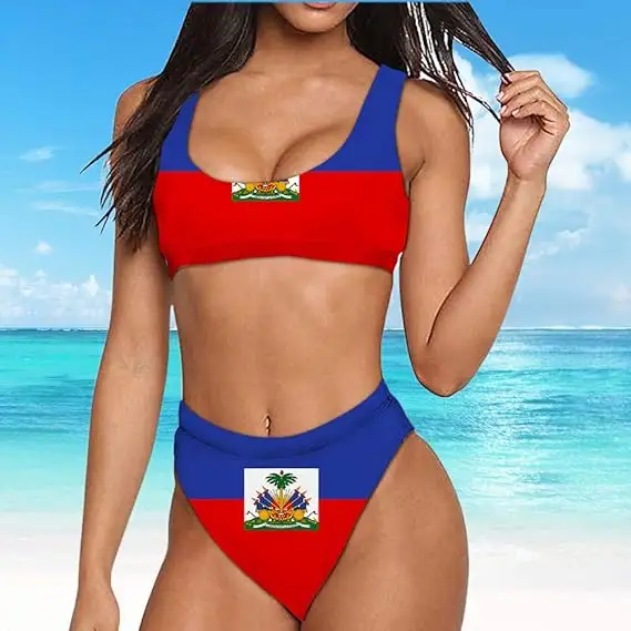 Haití arte bandera Bikini conjuntos una/dos piezas traje de baño deporte traje de baño ropa de playa para niña mujer sublimación diseño Bikini