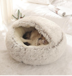 Plüschwärmer Katzen-Donut-Bett Höhle niedliches rundes flauschiges Hundebett Komfort gemütliches beruhigendes Haustierbett - Product Image 6