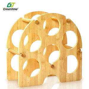 Soporte de madera para <span class=keywords><strong>6</strong></span> botellas de vino, estante de mesa respetuoso con el medio ambiente, extraíble, bambú, novedad, venta al por mayor - Product Image 2