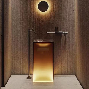 Lavabo de Baño de Cerámica Empotrable con Pedestal de Mármol Blanco, Diseño Moderno de Lujo, Resistente al Agua, <span class=keywords><strong>INTERLAN</strong></span>, 5 Años de Garantía - Product Image 1