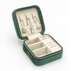 Small square elegant velvet Travel Jewelry Box Rings Earrings Necklace Organizer Display Storage Case