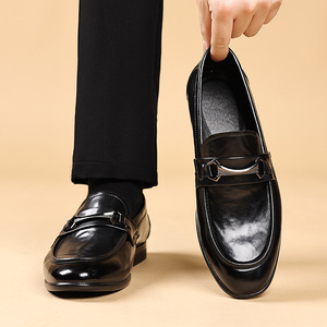 Mocasines de Cuero para Hombre, Sin Cordones, Suela Suave, Zapatos de Vestir para Oficina y Carrera, Color Sólido, Suela de Goma, Forro de Cuero Genuino - Product Image 3