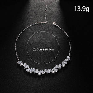 שרשרת רינסטון בצורת לב נשים מסיבות שרשרת קולר אופנתיים שרשרת עצמות אופנתיות - Product Image 2