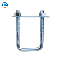 Boulon en U robuste zingué avec fixation par plaque de fixation, utilisé pour le support de tuyauterie CVC et de lutte contre l'incendie