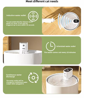 Fontaine à eau pour chat en céramique de 2,3 L avec écran LED, batterie rechargeable, pompe silencieuse, abreuvoir automatique pour animaux de compagnie