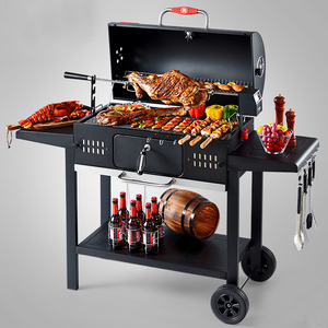 Barbecue à charbon de bois JIN PENG robuste avec chariot intégré, fumoir à granulés et rôtissoire pour cuisine extérieure, patio et fêtes - Product Image 2