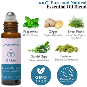 Huile essentielle apaisante en rouleau, mélange d'huile d'aromathérapie-soulagement du Stress et Relaxation du sommeil <span class=keywords><strong>avec</strong></span> de la menthe poivrée, de la sauge spartiate et de l'huile de gingembre - Product Image 2