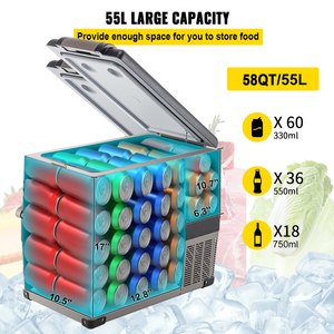 Refrigerador pequeño, caja fría, caja calentadora/45 L, refrigerador para coche, 12/24V (CC), 110-240V (CA), <span class=keywords><strong>Mini</strong></span> nevera, congelador, Coche - Product Image 6
