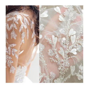 HC-0052 Hechun morbido tessuto di pizzo nuziale con ricamo fiore paillettes arredamento all'ingrosso per abiti <span class=keywords><strong>da</strong></span> <span class=keywords><strong>sposa</strong></span> <span class=keywords><strong>vestiti</strong></span> di fiducia molti - Product Image 2