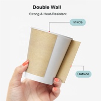 Gobelets à café jetables à double paroi en papier de 8 à 22 oz avec couvercles en plastique, anti-brûlure, anti-fuite, pour boissons chaudes/froides à emporter