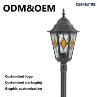 Support de lampe en aluminium IP44 E27 pour extérieur, jardin, rue, pelouse, avec garantie de 3 ans, télécommande, variateur d'intensité, abat-jour en verre, multicolore