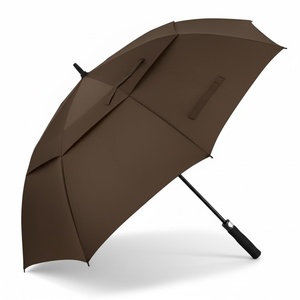 Low Price Large Size Straight Golf <b>Umbrella</b> <b>Windproof</b> Double Layer UV Protection Custom Logo <b>Umbrella</b> Black Fiberglass Frame - Product Image 1