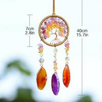 Pendentif voiture en plaque d'agate de cristal attrape-soleil carillon éolien ornement suspendu pour la décoration intérieure pour mariage ou Saint Valentin