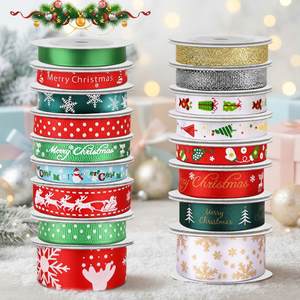 Cintas Navideñas, 18 Rollos de Cinta de Satén de Poliéster de Colores, 1.5cm y 2.5cm, para Manualidades, Envoltura de Regalos y Decoración del Hogar - Product Image 2