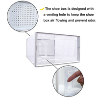 Lot de 8 organisateurs de chaussures transparents et blancs, boîtes empilables en plastique transparent pour placard, baskets