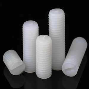 M3 M4 <b>M5</b> M6 M8 Length 5-40mm White Nylon Plastic Insulated No Head Headless <b>Grub</b> Bolt Slotted Flat End Point Set <b>Screw</b> - Product Image 2