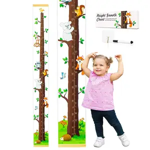 Höhen wachstums tabelle für Kinder-Messen des Leinwand lineals, lustiges buntes Tier design, hängendes Wand dekor des Kindergartens für Jungen mädchen,