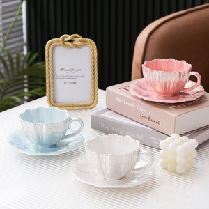 Factory Hot Sales Eco-Friendly 240ml Porcelain Cup Ceramic Coffee Cups and Saucers <b>Set</b> for Office Business Gift Afternoon <b>Tea</b> - Product Image 3