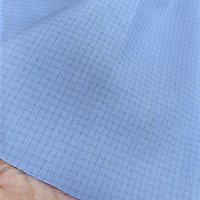 ALLESD Tela de Punto ESD Antiestática de Poliéster y Algodón de Doble Cuadriculado de 4 mm, Tela Lisa TC para Ropa