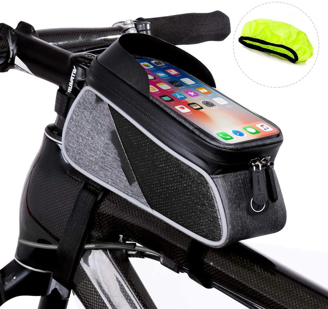 กระเป๋าติดจักรยานกันน้ำ,กระเป๋ามือจับจักรยานส่วนหน้าพร้อมเคสโทรศัพท์หน้าจอสัมผัสสำหรับ iPhone Xs/Xsmax/11 /X/ 8/7