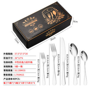 定制豪华餐具套装皇家婚礼晚宴刀叉Sppons酒店餐厅银金不锈钢餐具 - Product Image 5