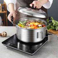 Lot de 10 Casseroles et Marmites en Acier Inoxydable Style Américain, Ensemble de Batterie de Cuisine Épaisse pour Soupes et Plats Profonds