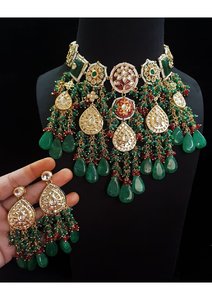 Conjunto de Collar Nupcial Kundan Hecho a Mano con Pendientes a Juego para Mujer, Accesorio de Joyería Premium para Bodas y Recepciones - Product Image 3