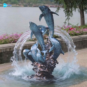 تمثال نافورة دولفين برونزي مخصص للحدائق الخارجية - Product Image 1