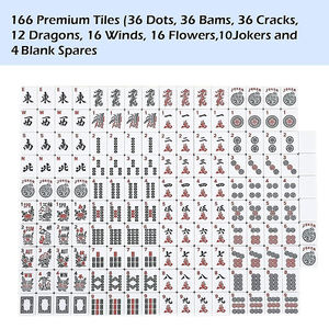 Juego de Mahjong Americano de Lujo, 166 Fichas Blancas, 4 Soportes, Empujadores, Plegable, Ecológico, de Melamina, Portátil, Completo para Casino - Product Image 5