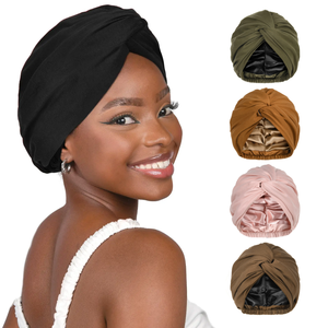 QINGYAN Bonnet de nuit en satin, <span class=keywords><strong>turban</strong></span> personnalisé, foulard ajustable pour femmes aux cheveux bouclés naturels, bonnet de chimiothérapie doublé en satin - Product Image 1